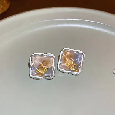 Delicate Jelly Colour Square Stud Earrings